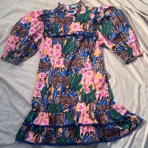 Alden Adair Murphy Floral and Leopard Print Mini Dress